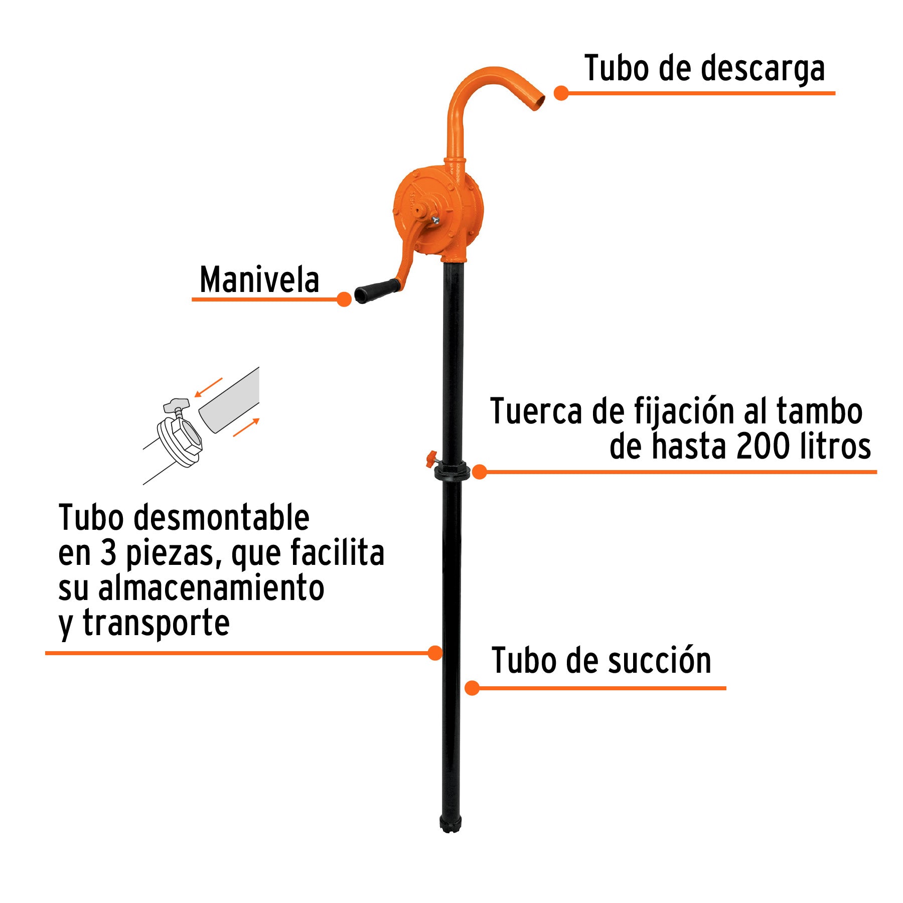 Bomba manual de extracción, 25 lts