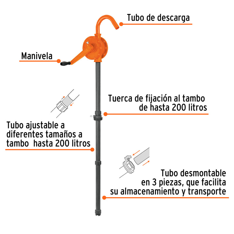 Bomba manual de extracción, 28 lts