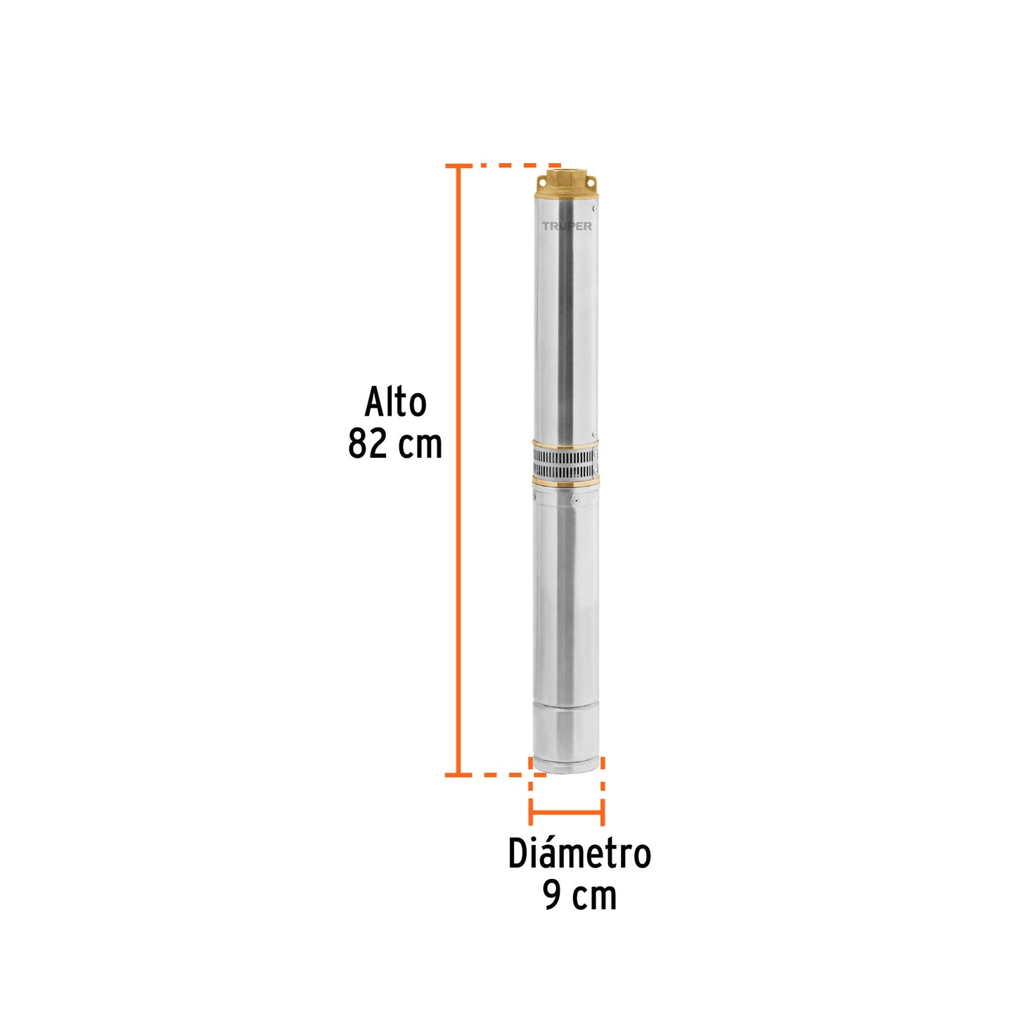 Bomba sumergible tipo bala, 1-1/2HP, agrícola, 220V, TRUPER