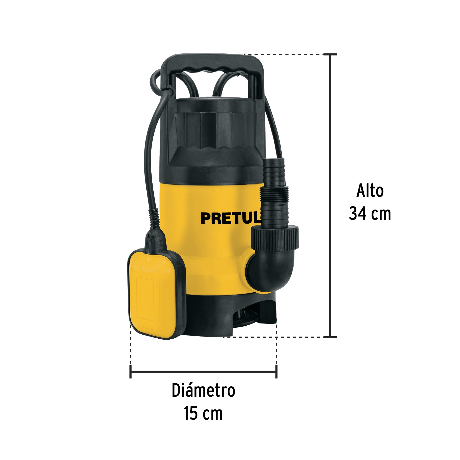 Bomba sumergible plástica 1 1/2 HP para agua sucia, Pretul
