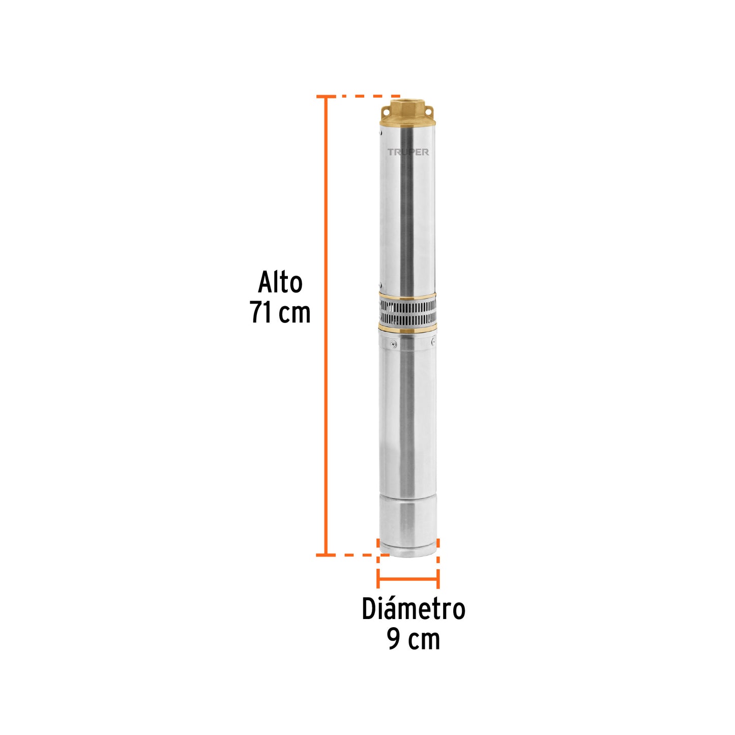Bomba sumergible tipo bala, 1HP, uso agrícola, 220V, TRUPER