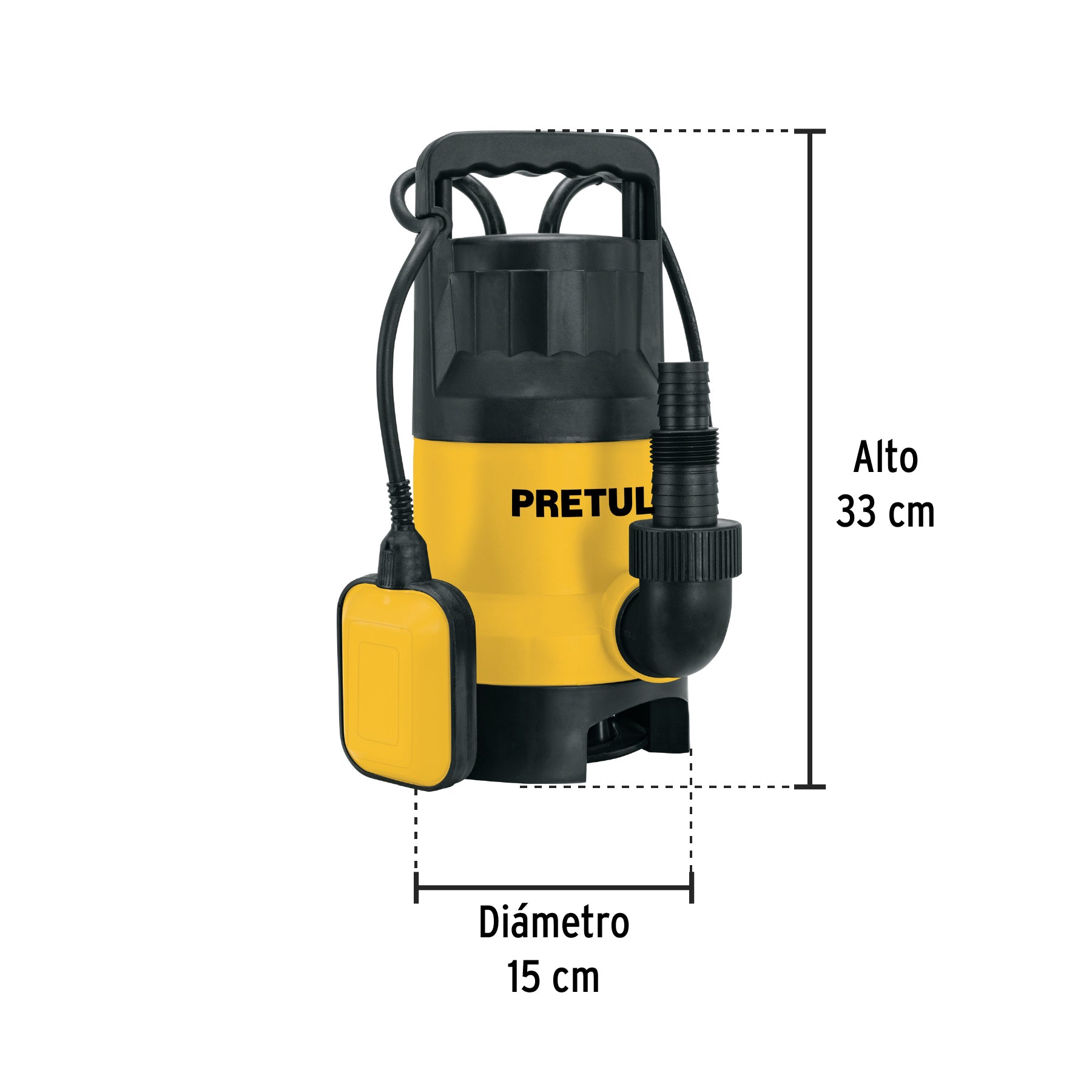 Bomba sumergible plástica 1 HP para agua sucia, Pretul