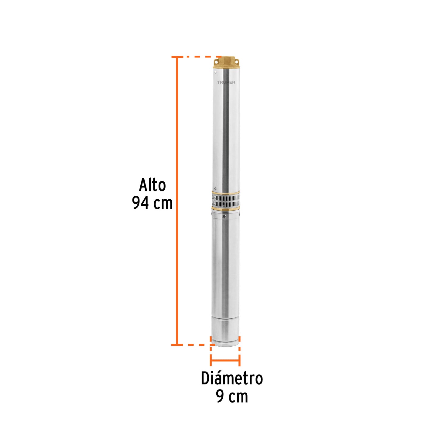 Bomba sumergible tipo bala, 2HP, uso agrícola, 220V, TRUPER