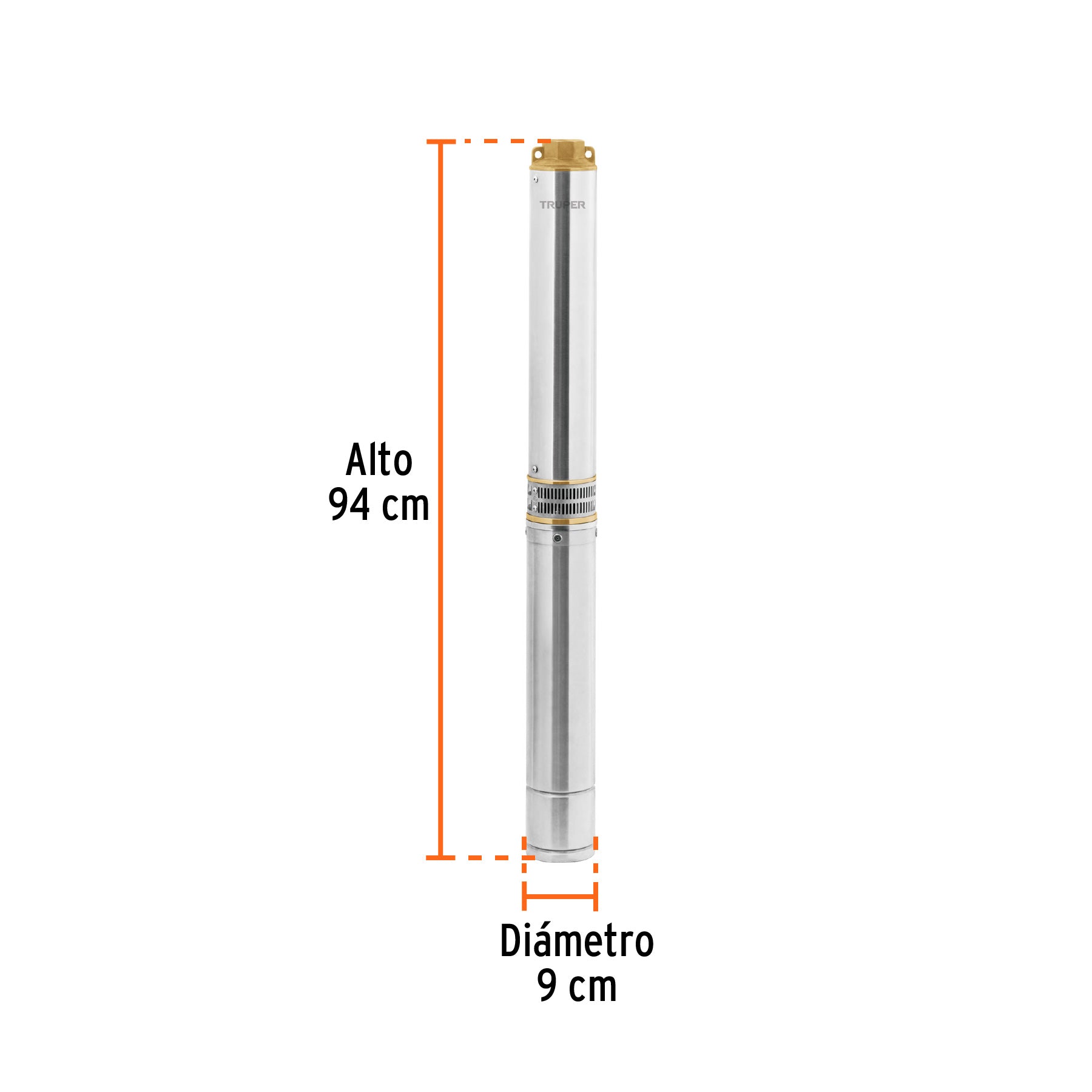 Bomba sumergible tipo bala, 2HP, uso agrícola, 220V, TRUPER