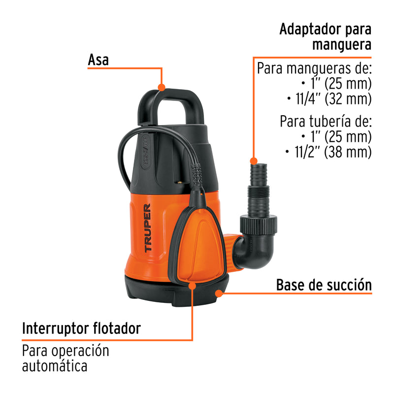 Bomba sumergible plástica para agua limpia 3/4 HP