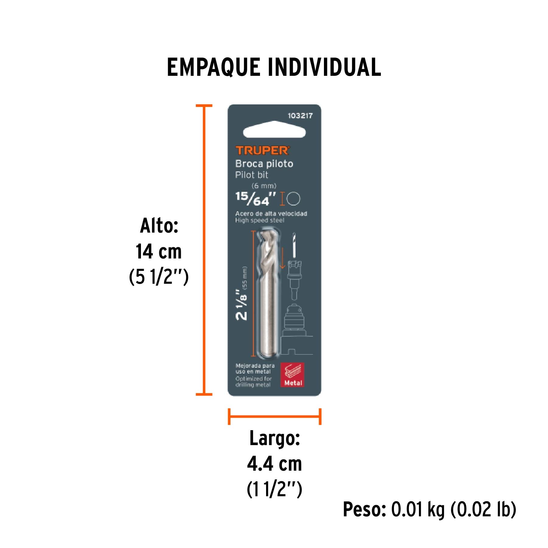 Broca piloto para brocasierras carburo de tungsteno, Truper