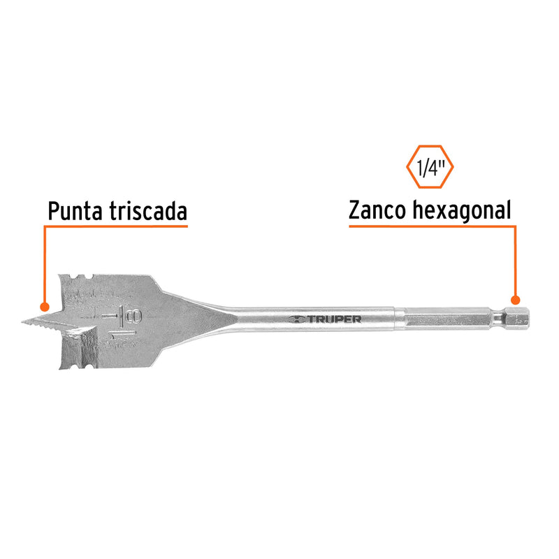 Broca plana de manita, 1-1/8"