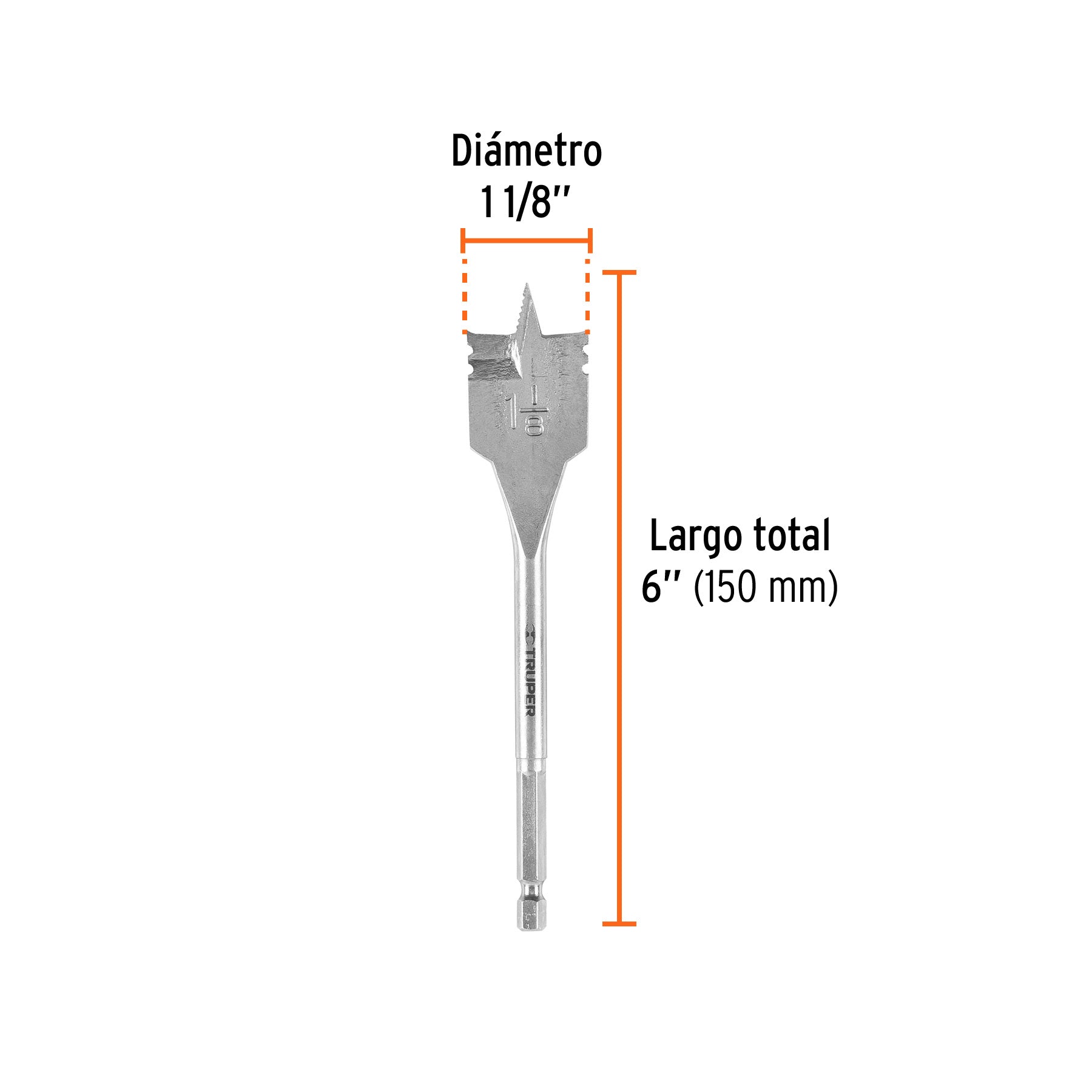 Broca plana de manita, 1-1/8"