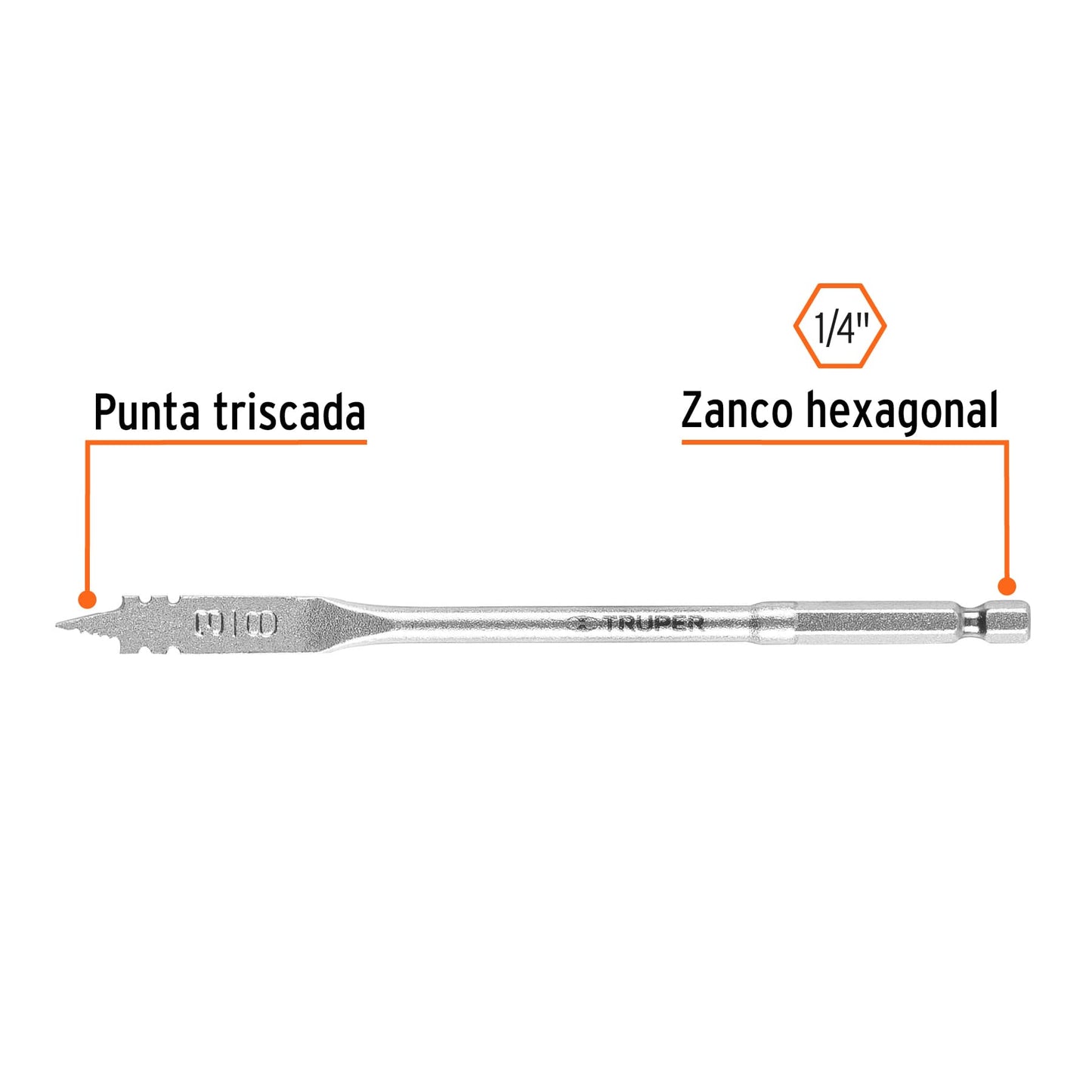 Broca plana de manita, 3/8"
