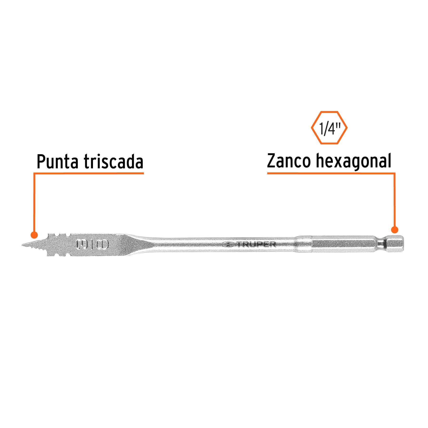 Broca plana de manita, 3/8"
