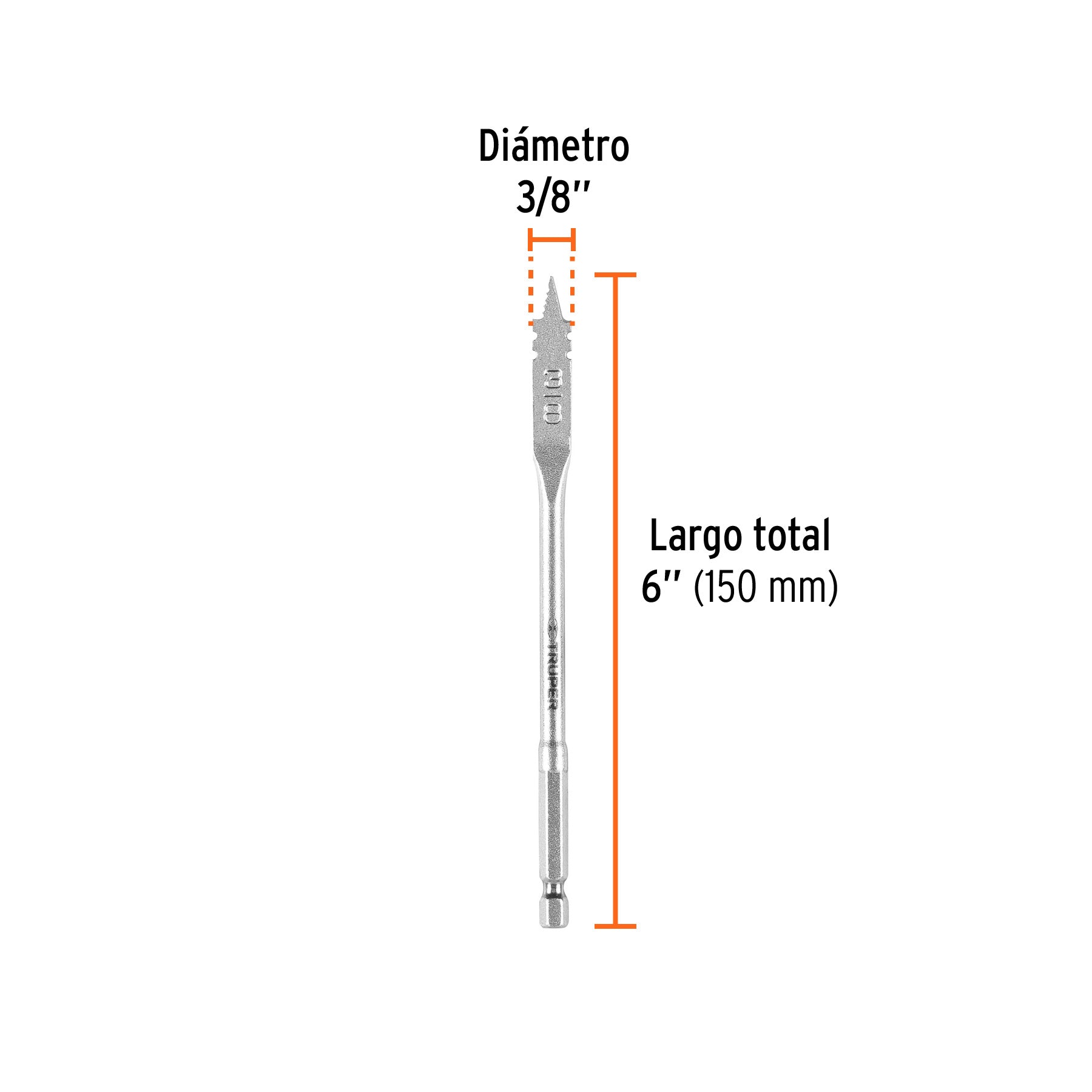Broca plana de manita, 3/8"