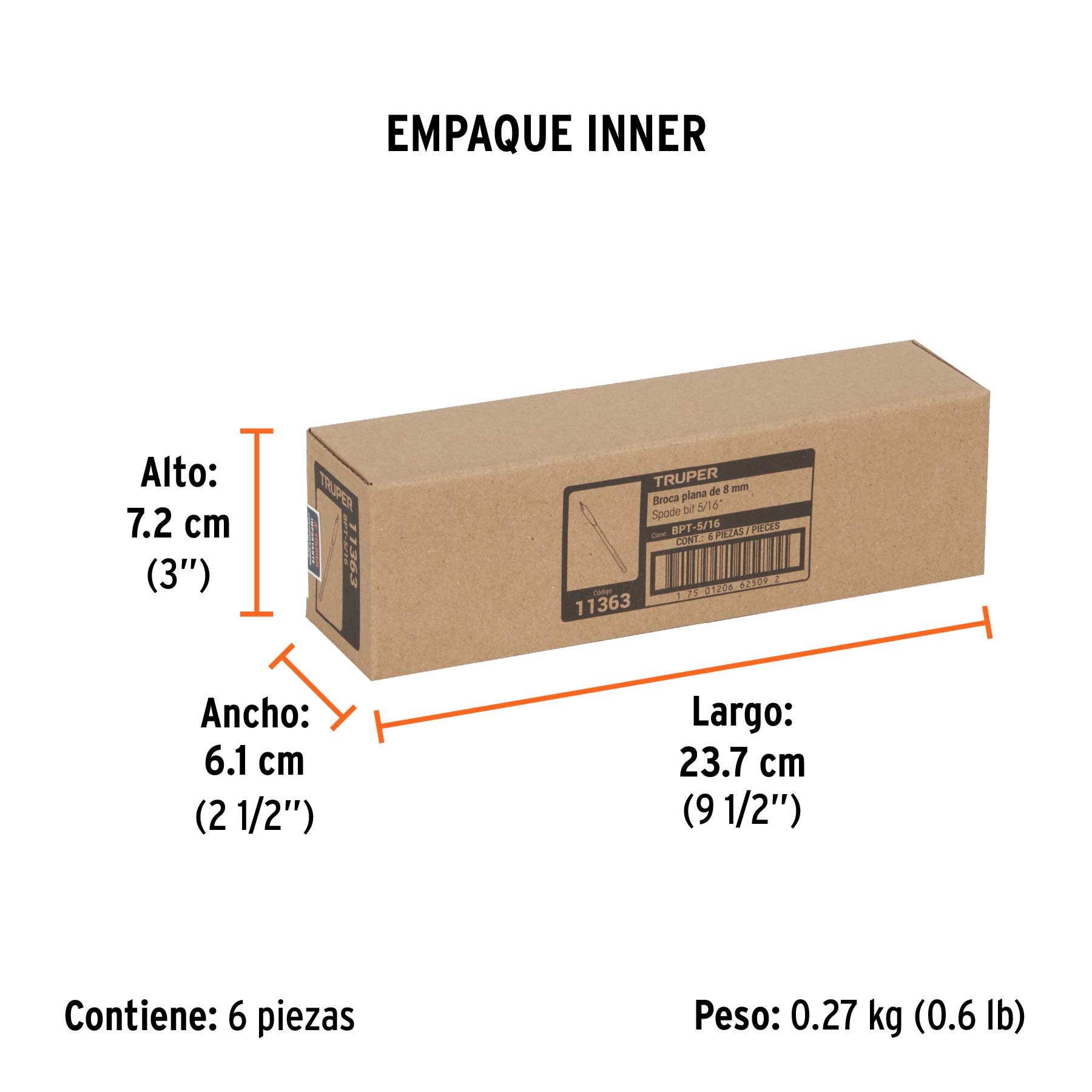 Broca plana de manita, 5/16"