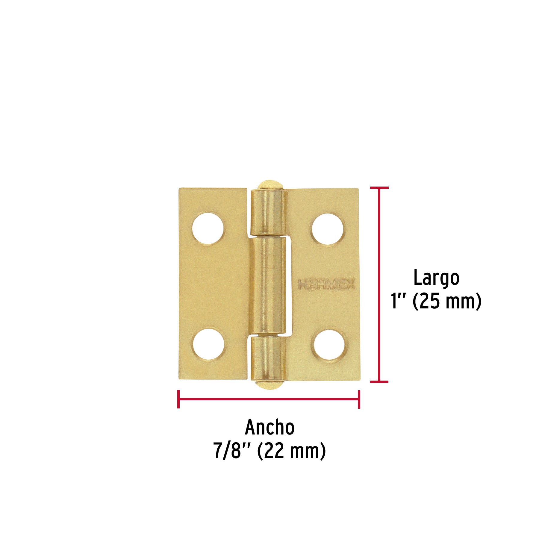 Bolsa con 2 bisagras rectangulares 1', acero latonado