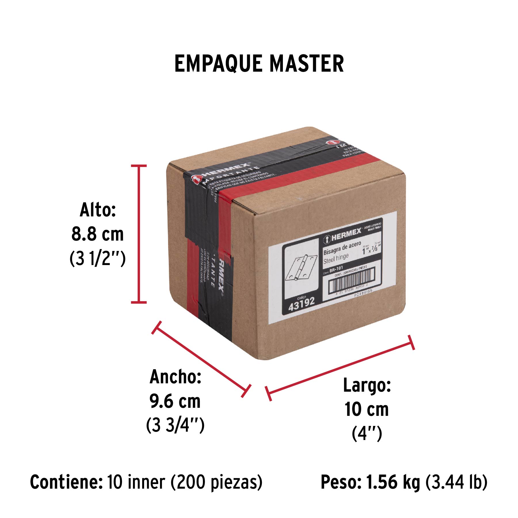 Bisagra rectangular 1", acero latonado