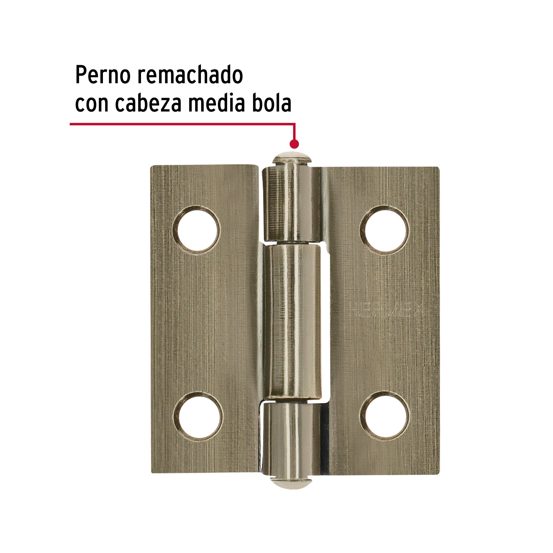 Bisagra rectangular 1' latón antiguo, Hermex