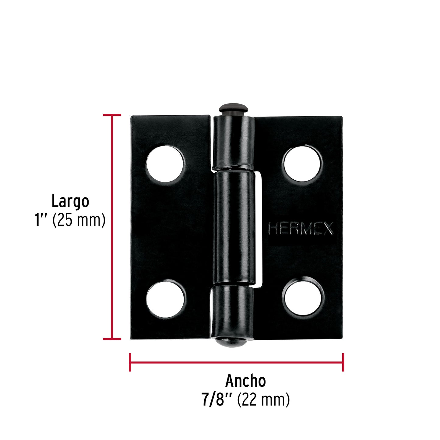 Bisagra rectangular 1' negra, Hermex