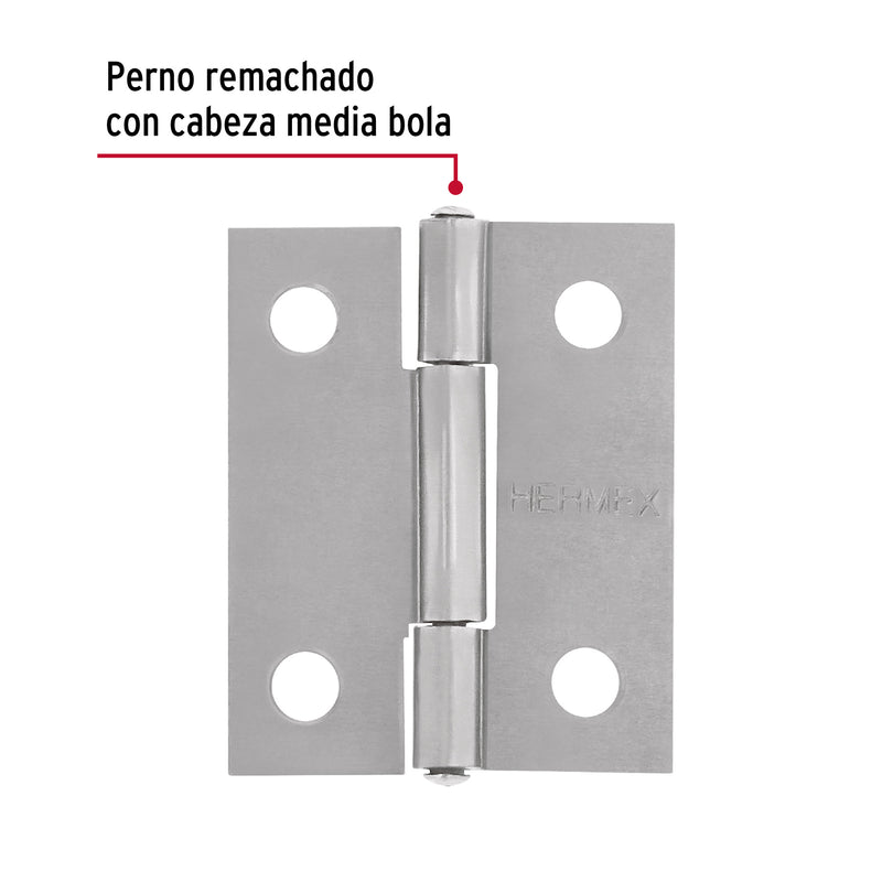 Bolsa 2 bisagras rectangulares 1-1/2x1-3/16", acero natural
