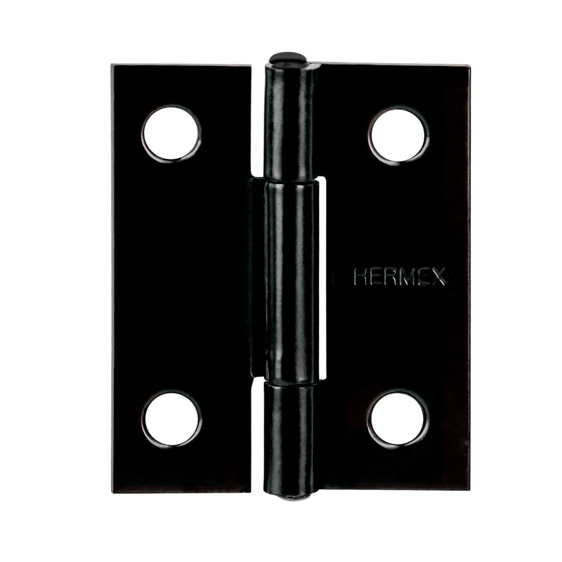 Bisagra rectangular 1-1/2x1-3/16", acero negro mate, HERMEX