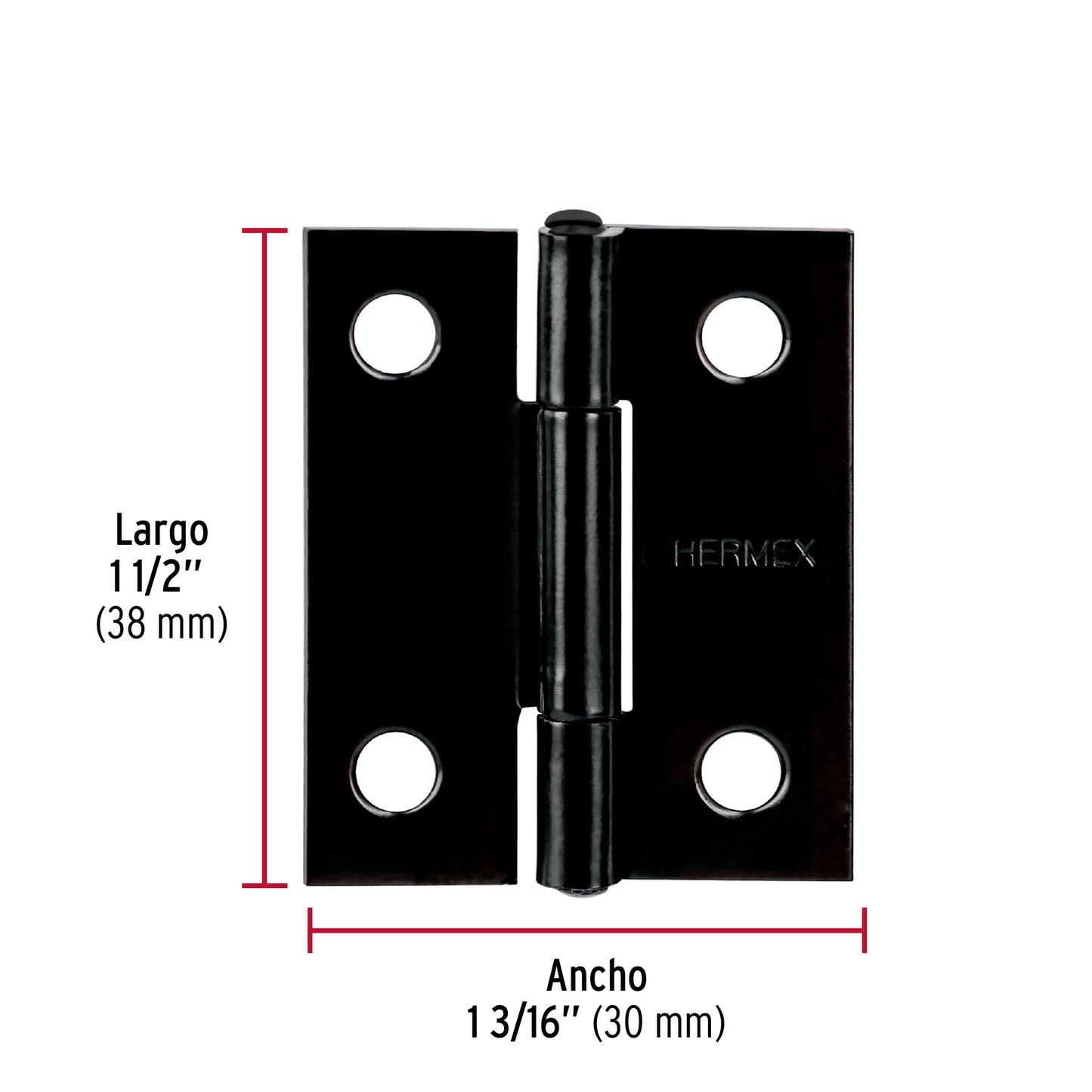 Bisagra rectangular 1-1/2' negra, Hermex