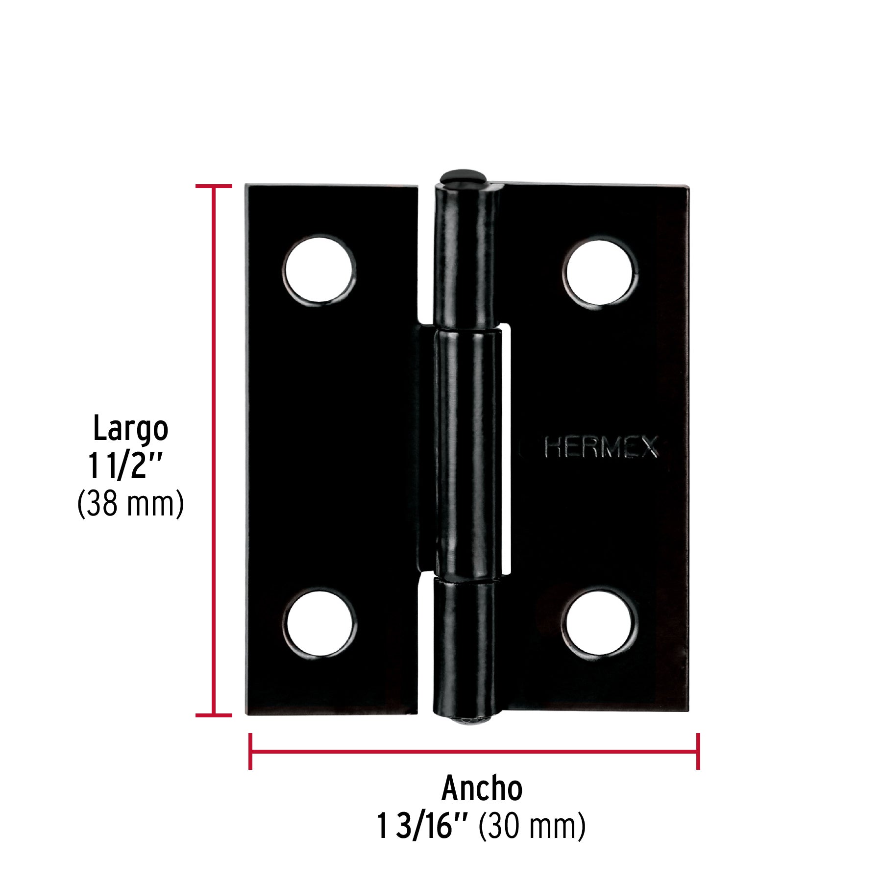 Bisagra rectangular 1-1/2' negra, Hermex
