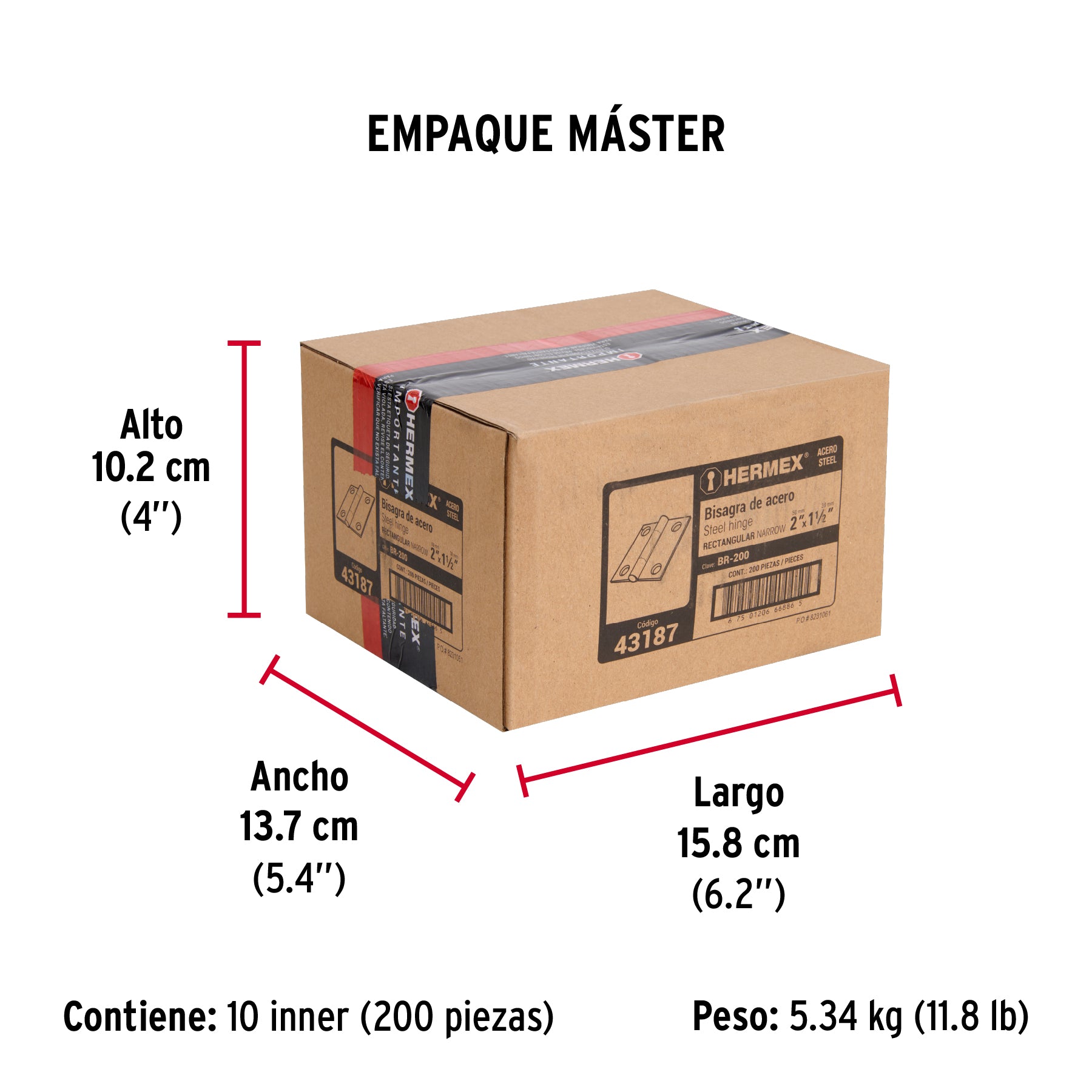 Bisagra rectangular 2", acero pulido