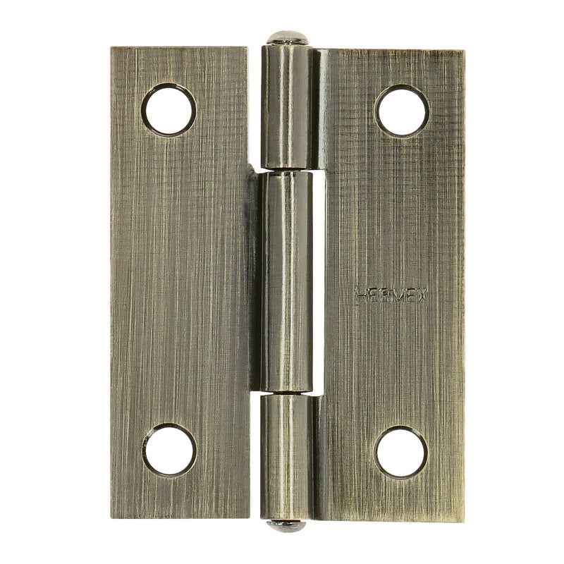Bisagra rectangular 2 x 1-1/2", latón antiguo, HERMEX