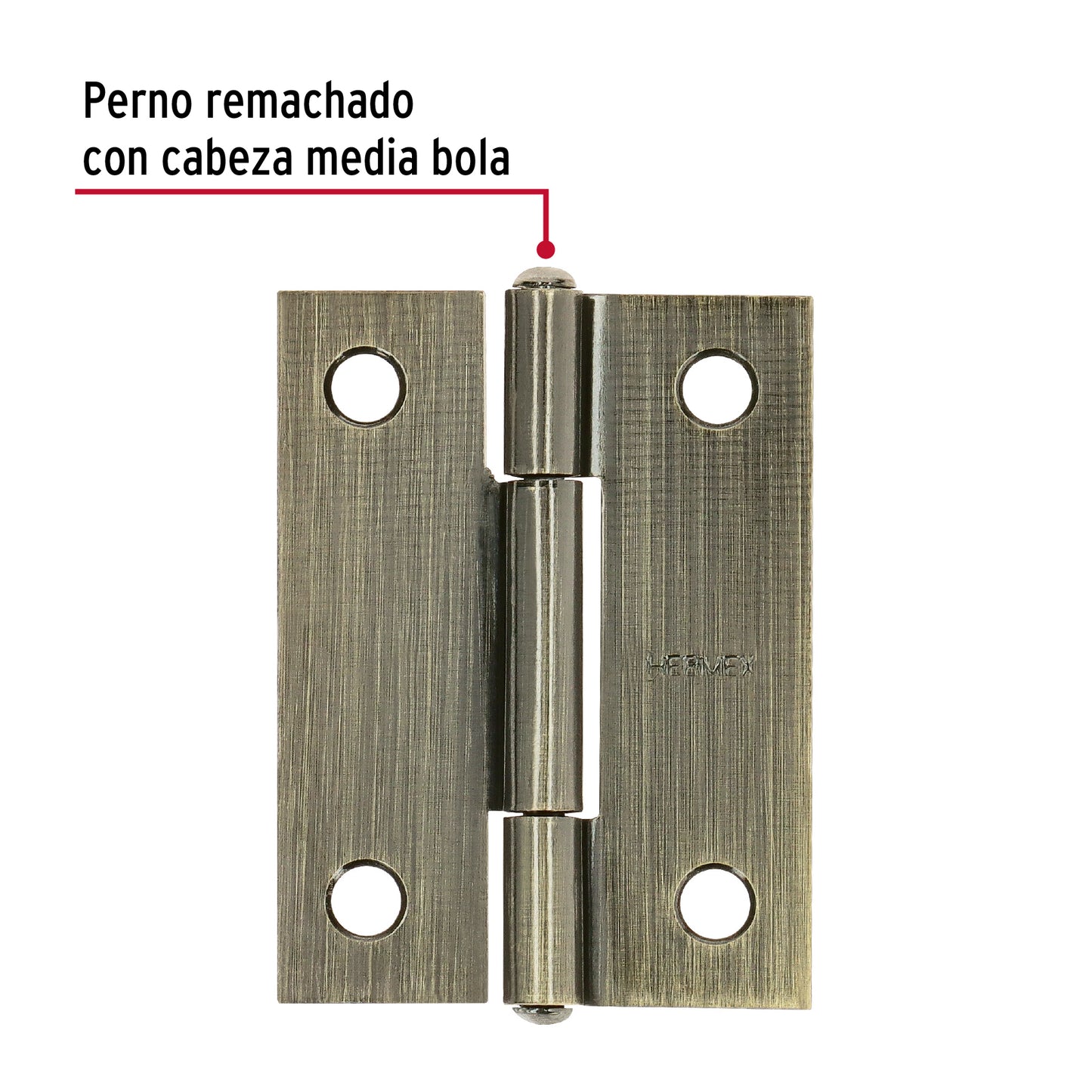 Bisagra rectangular 2' latón antiguo, Hermex