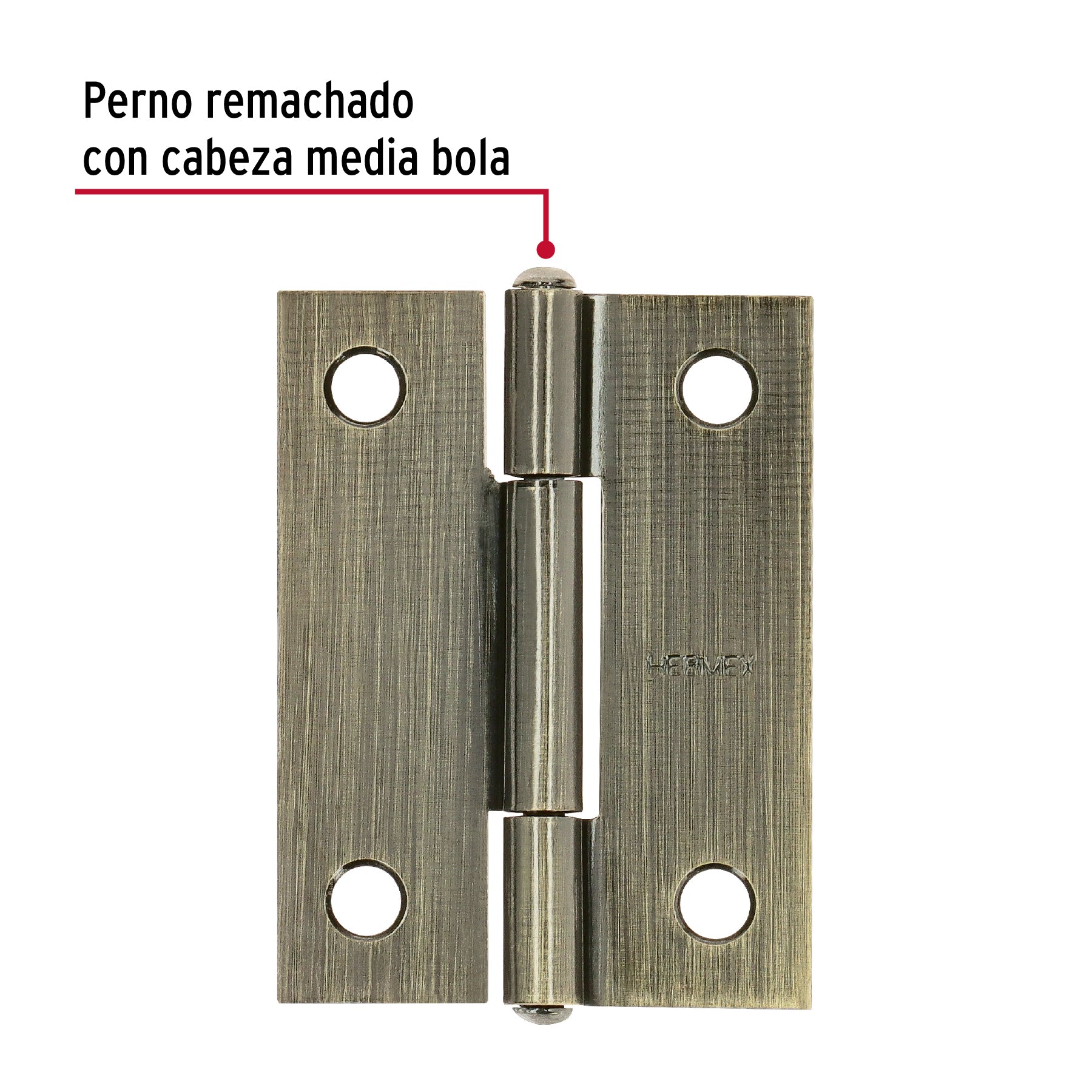 Bisagra rectangular 2' latón antiguo, Hermex