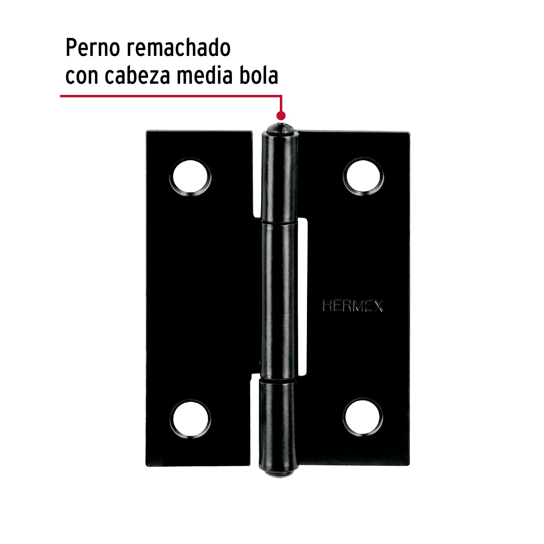 Bisagra rectangular 2' negra, Hermex