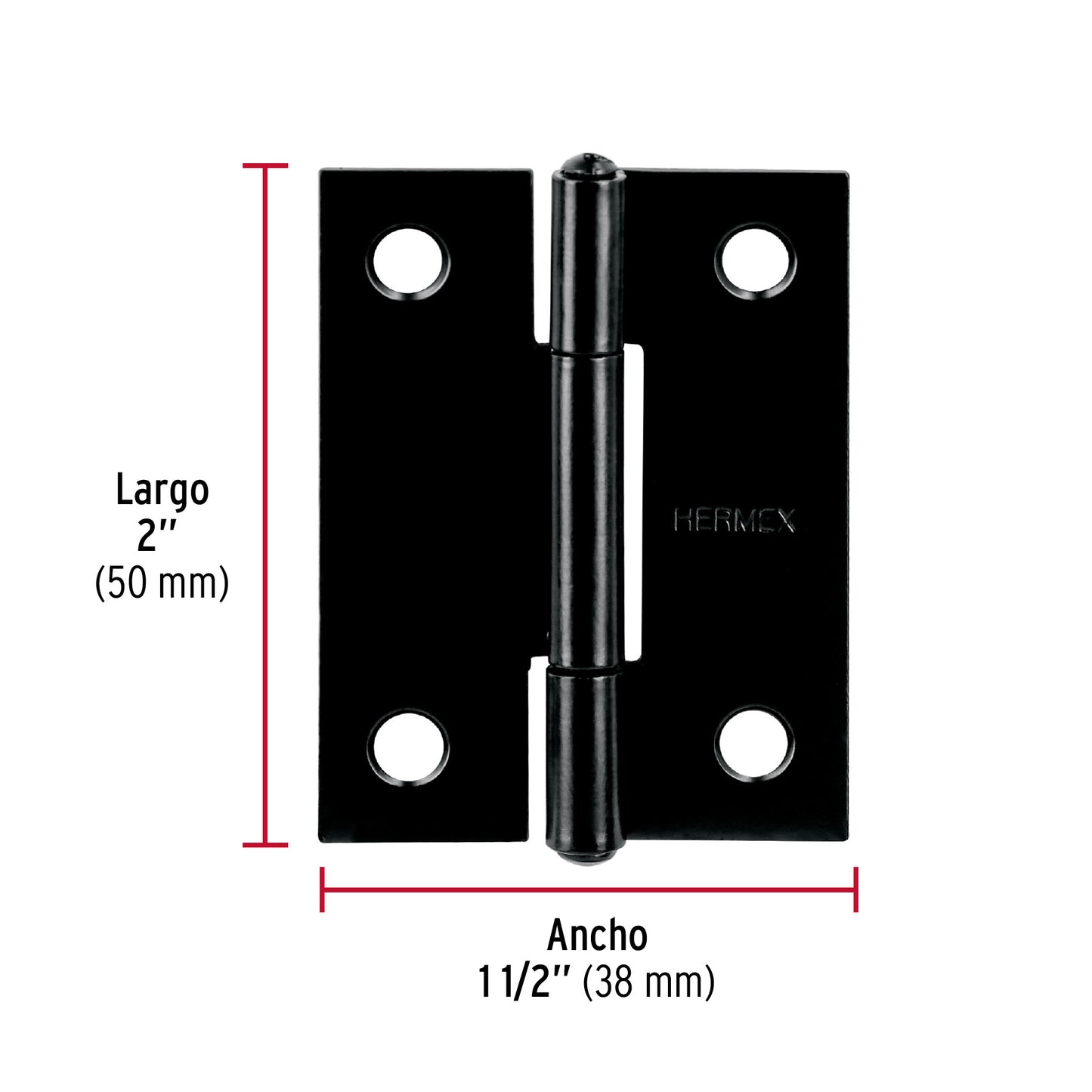 Bisagra rectangular 2' negra, Hermex