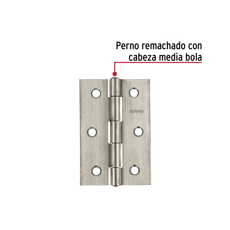 Bisagra rectangular 2-1/2", acero inoxidable