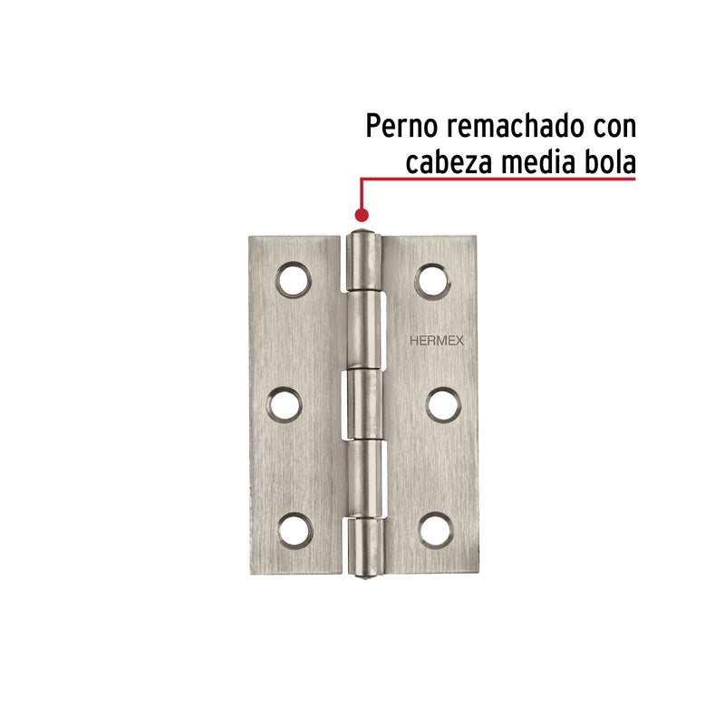Bisagra rectangular 3", acero inoxidable