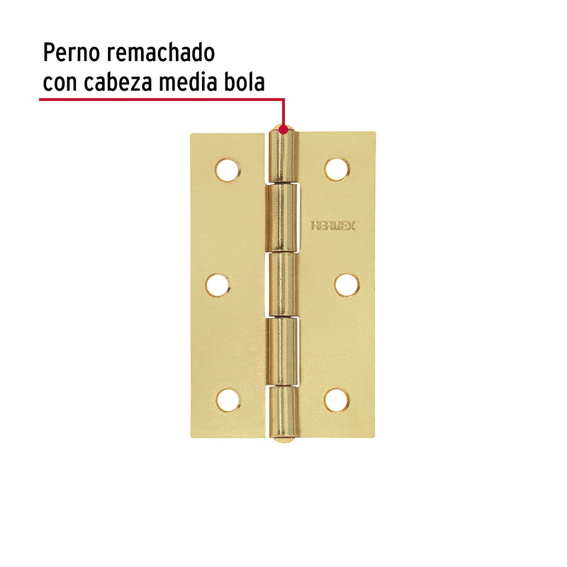 Bolsa con 2 bisagras rectangulares 3-1/2', acero latonado