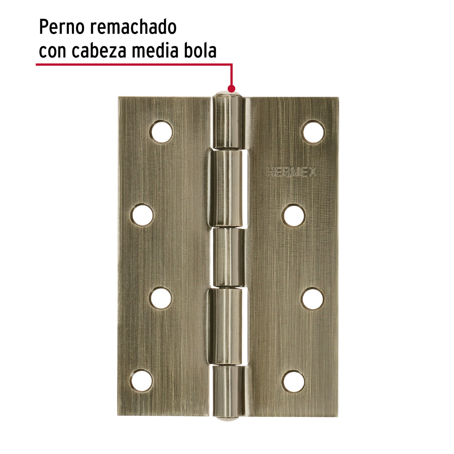 Bisagra rectangular 4' latón antiguo, Hermex