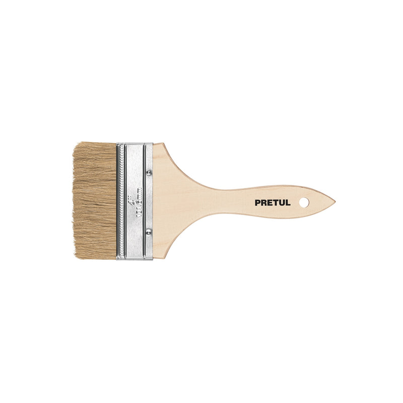 Brocha económica, mango de madera, 4", Pretul