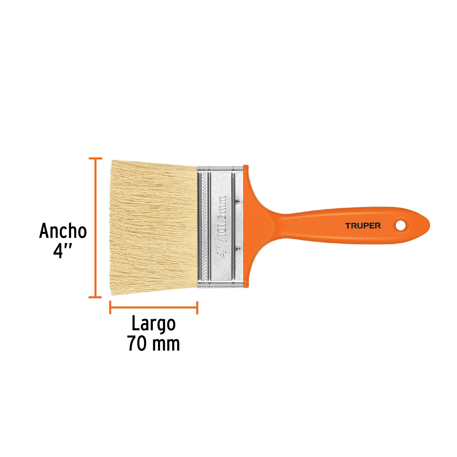 Brocha para encalar, mango de plástico, 4"