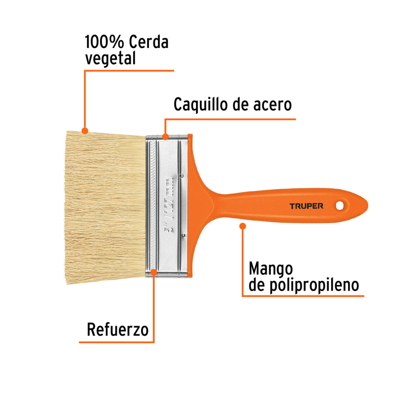 Brocha para encalar, mango de plástico, 5"