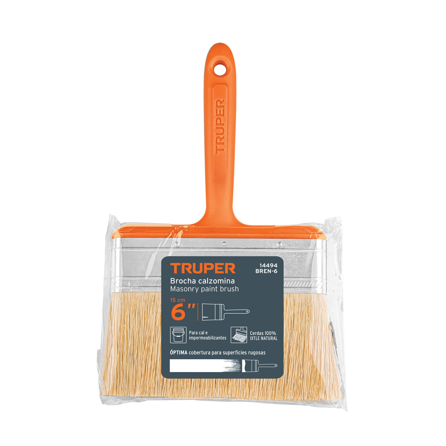 Brocha para encalar, mango de plástico, 6"