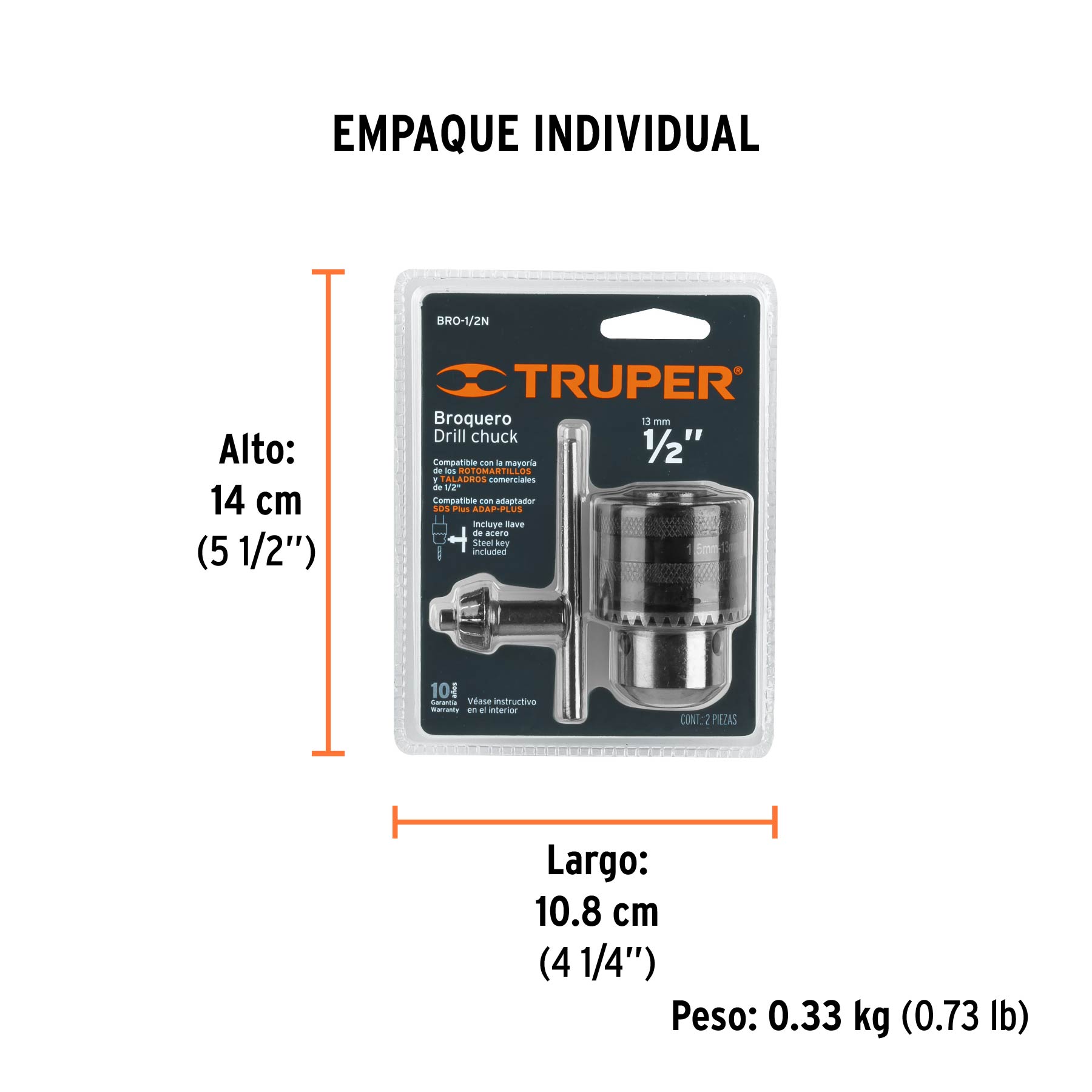 Broquero con llave, 1/2"
