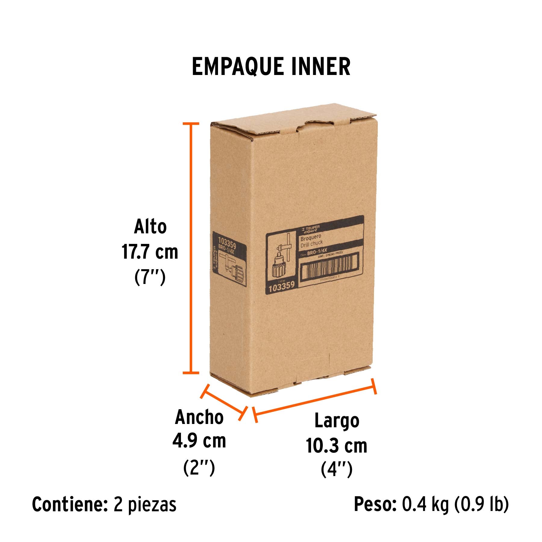 Broquero uso rudo 1/4' con llave, EXPERT