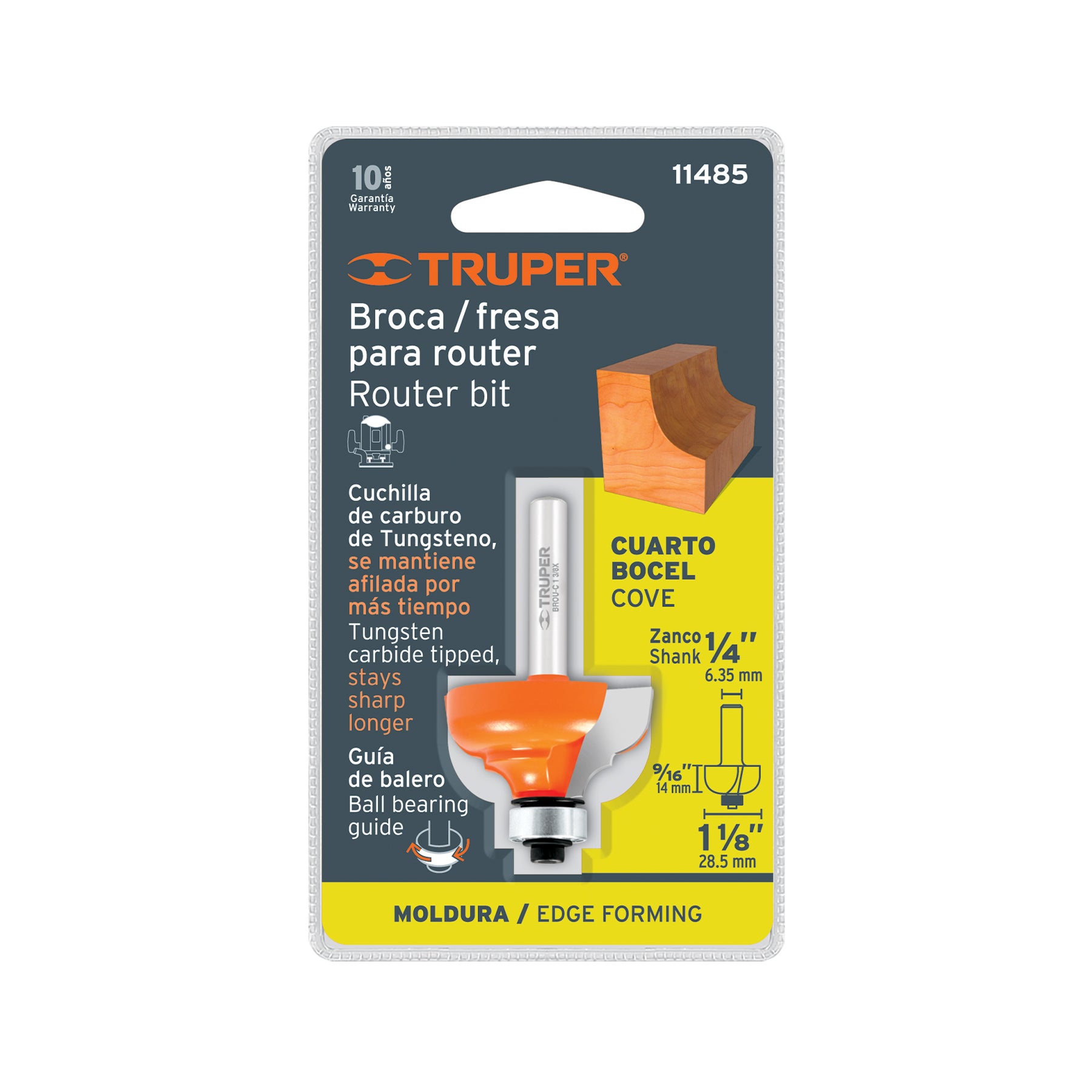 Broca para router, clásica, 1-3/8" con balero