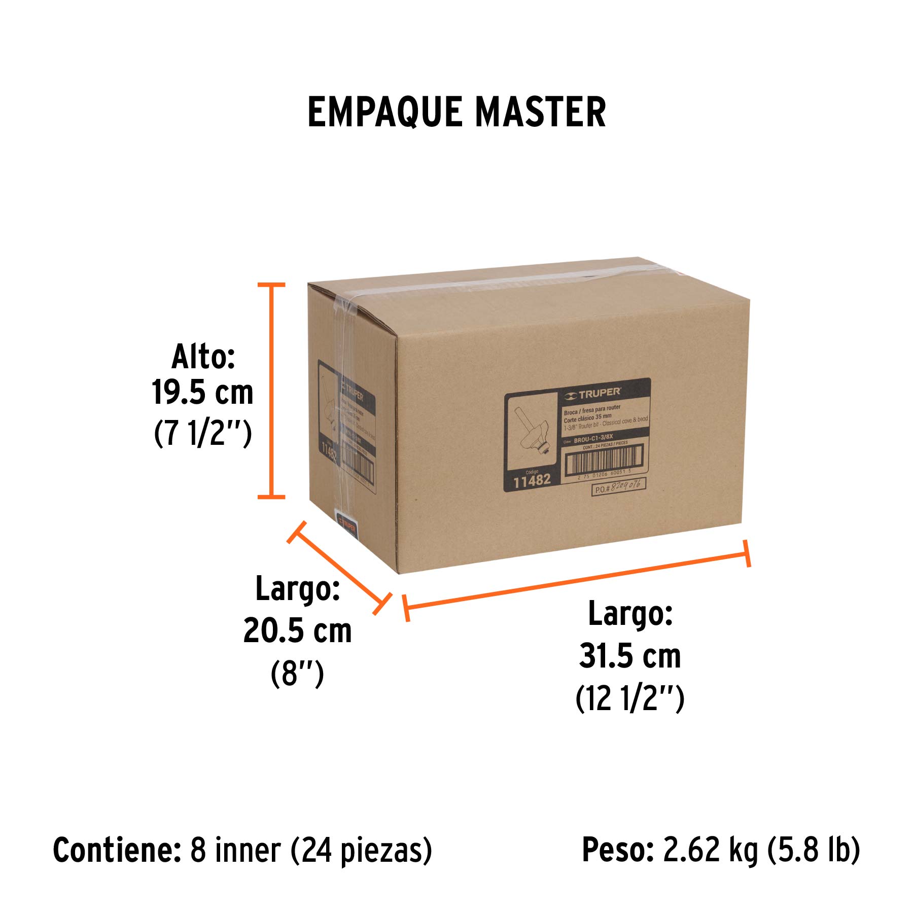 Broca para router, clásica, 1-3/8" con balero