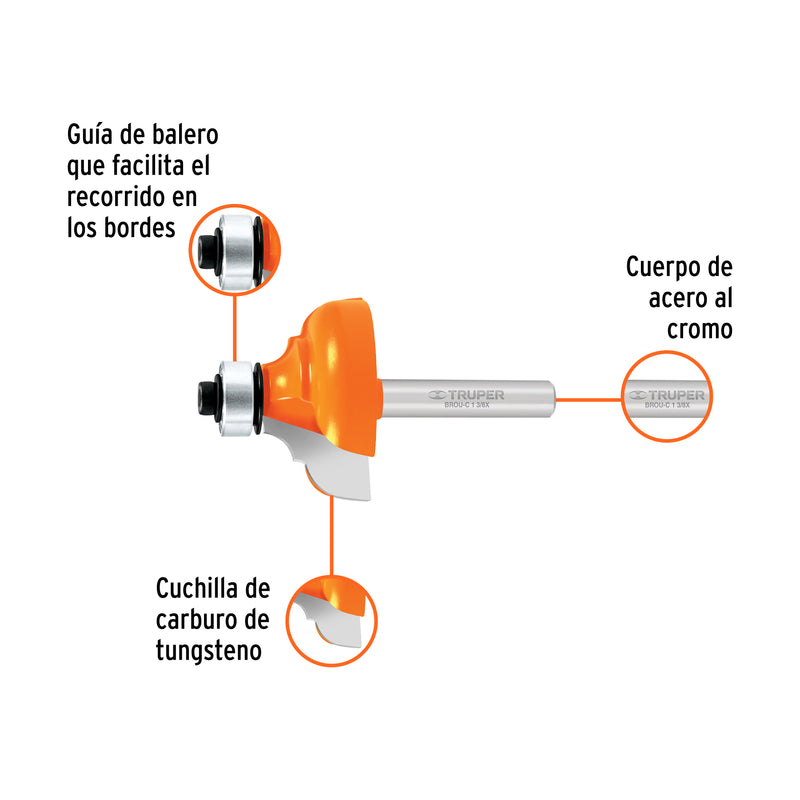 Broca para router, clásica, 1-3/8" con balero