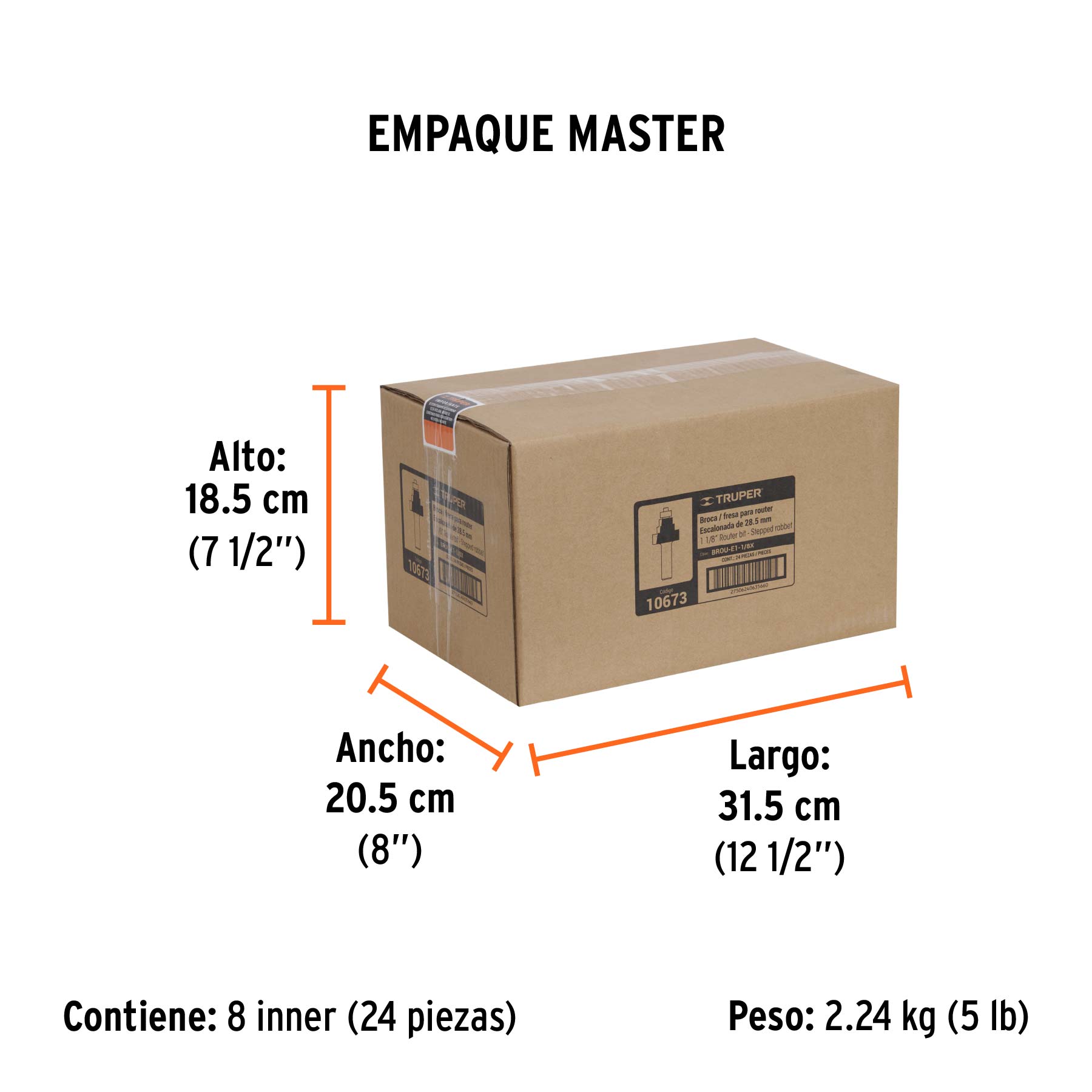 Broca para router, escalonada, 1-1/8", con balero