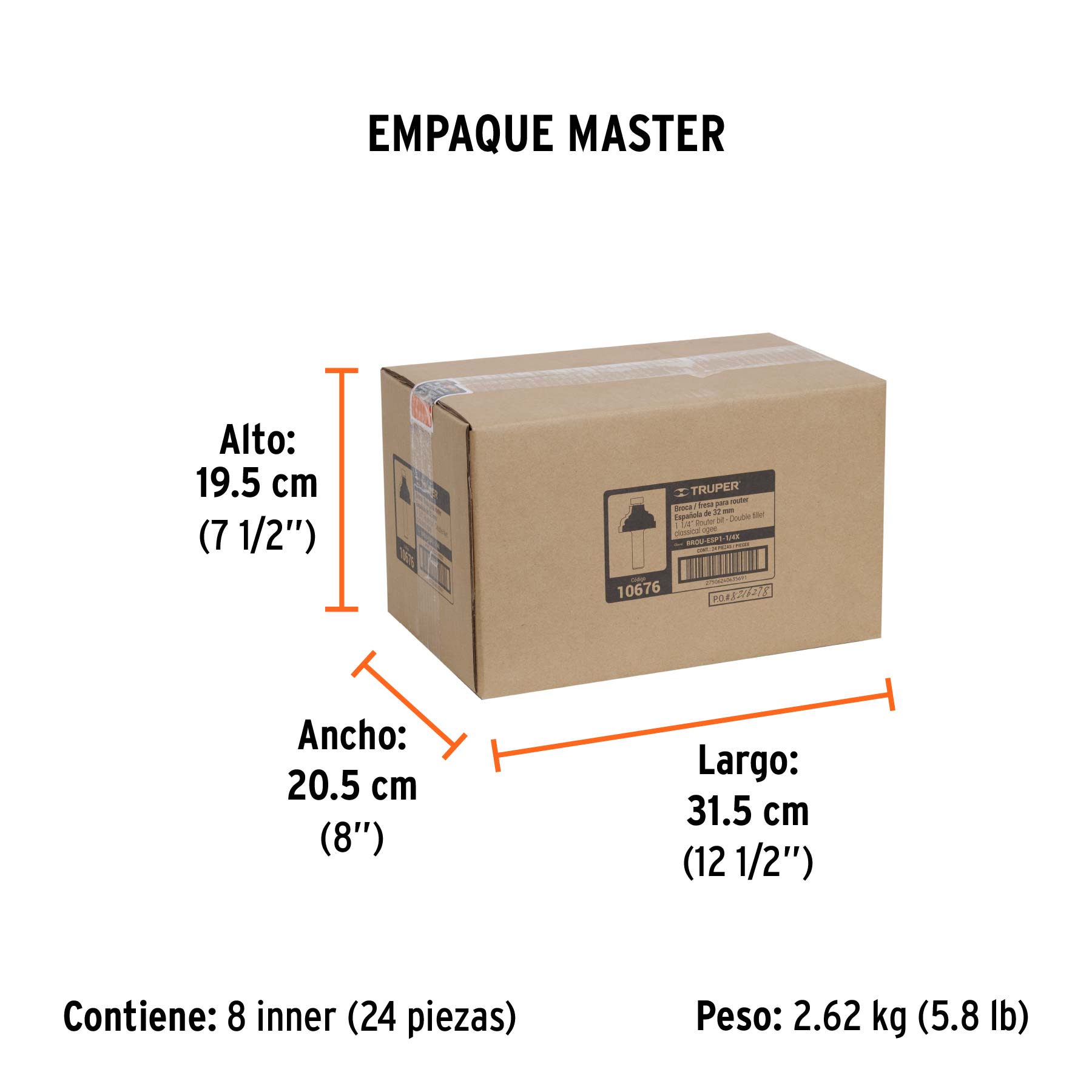 Broca para router, española, 1-1/4", con balero