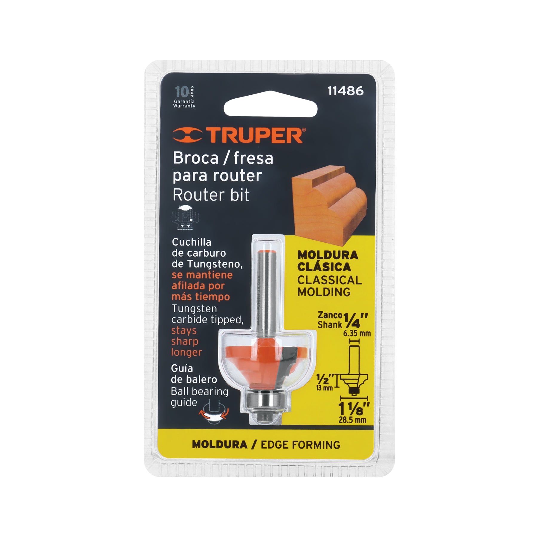 Broca para router, moldura clásica, 1-1/8" con balero
