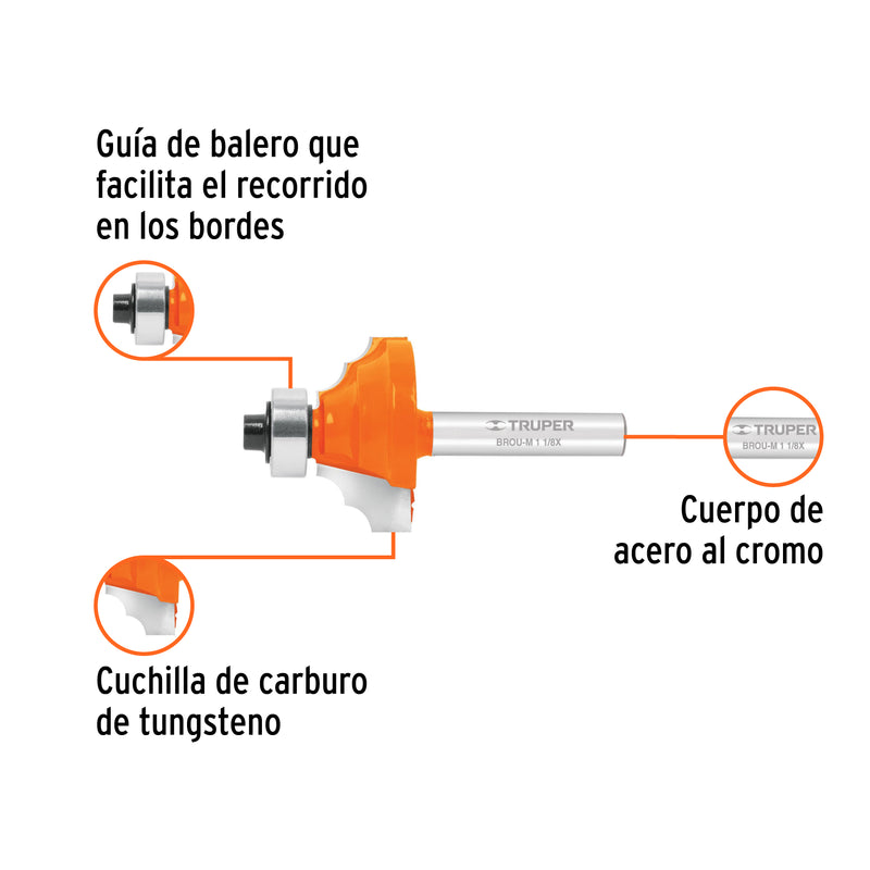 Broca para router, moldura clásica, 1-1/8" con balero