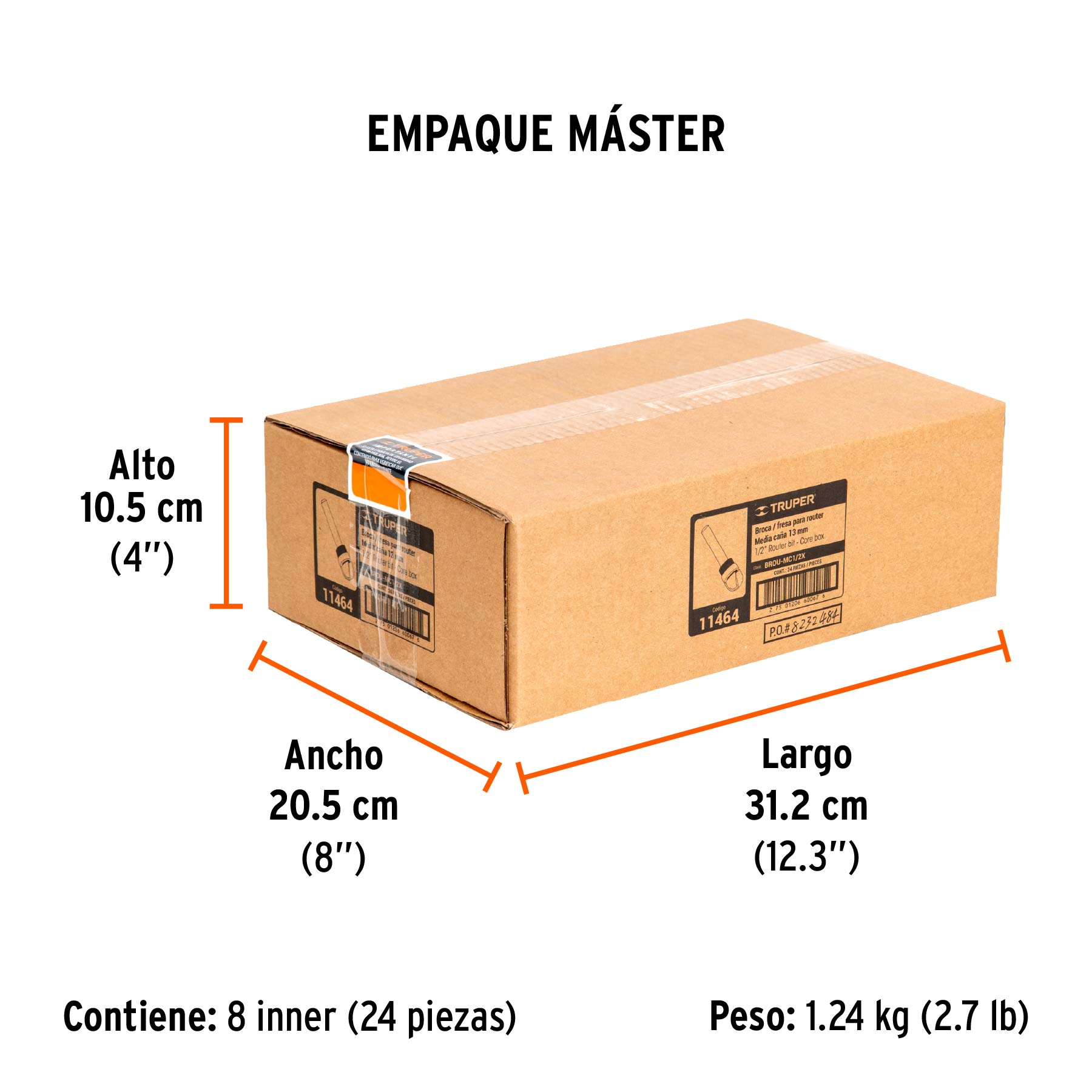 Broca para router, media caña, 1/2" con balero