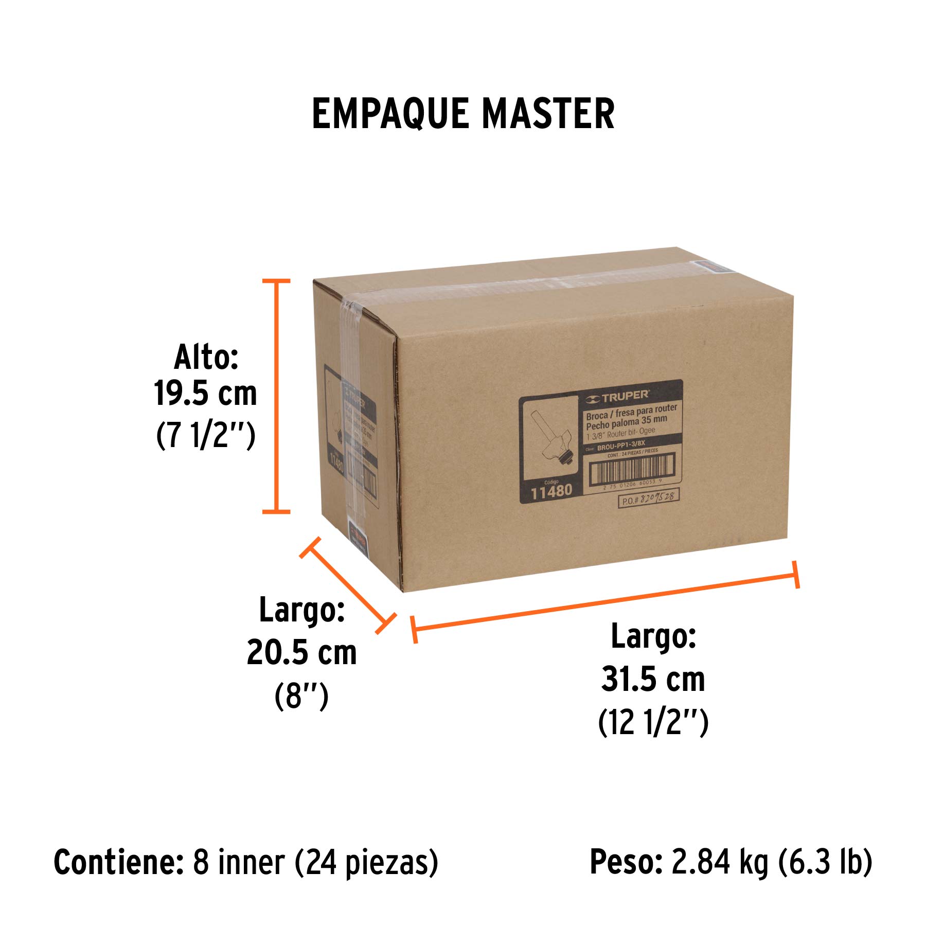 Broca para router, pecho paloma, 1-3/8" con balero