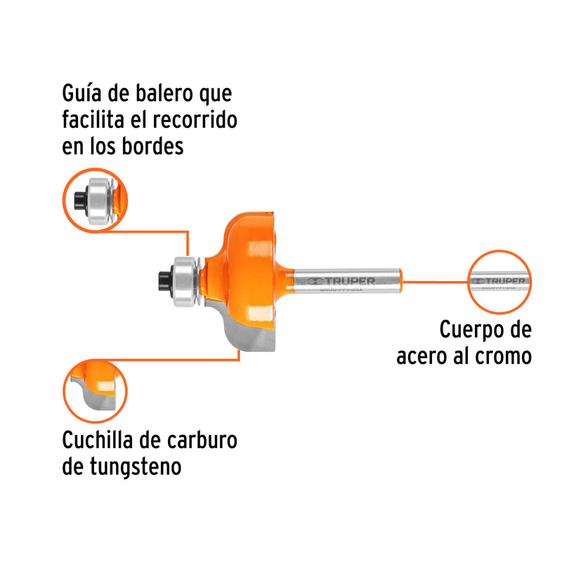 Broca para router, pecho paloma, 1-3/8" con balero